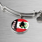 Peru Flag And Futbol/Soccer Stainless Steel or 18k Gold Circle Bangle Bracelet - Express Your Love Gifts
