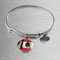 Peru Flag And Futbol/Soccer Stainless Steel or 18k Gold Circle Bangle Bracelet - Express Your Love Gifts