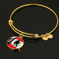 Peru Flag And Futbol/Soccer Stainless Steel or 18k Gold Circle Bangle Bracelet - Express Your Love Gifts