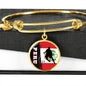 Peru Flag And Futbol/Soccer Stainless Steel or 18k Gold Circle Bangle Bracelet - Express Your Love Gifts