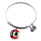 Peru Flag And Futbol/Soccer Stainless Steel or 18k Gold Circle Bangle Bracelet - Express Your Love Gifts