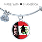 Peru Flag And Futbol/Soccer Stainless Steel or 18k Gold Circle Bangle Bracelet - Express Your Love Gifts
