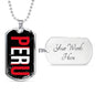 Peru Peruvian Proud Necklace Stainless Steel or 18k Gold Dog Tag 24" Chain - Express Your Love Gifts
