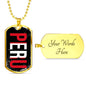 Peru Peruvian Proud Necklace Stainless Steel or 18k Gold Dog Tag 24" Chain - Express Your Love Gifts