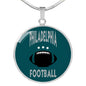 Philadelphia Circle Pendant Football Fan Necklace Stainless Steel or 18k Gold 18-22" - Express Your Love Gifts