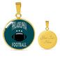 Philadelphia Circle Pendant Football Fan Necklace Stainless Steel or 18k Gold 18-22" - Express Your Love Gifts
