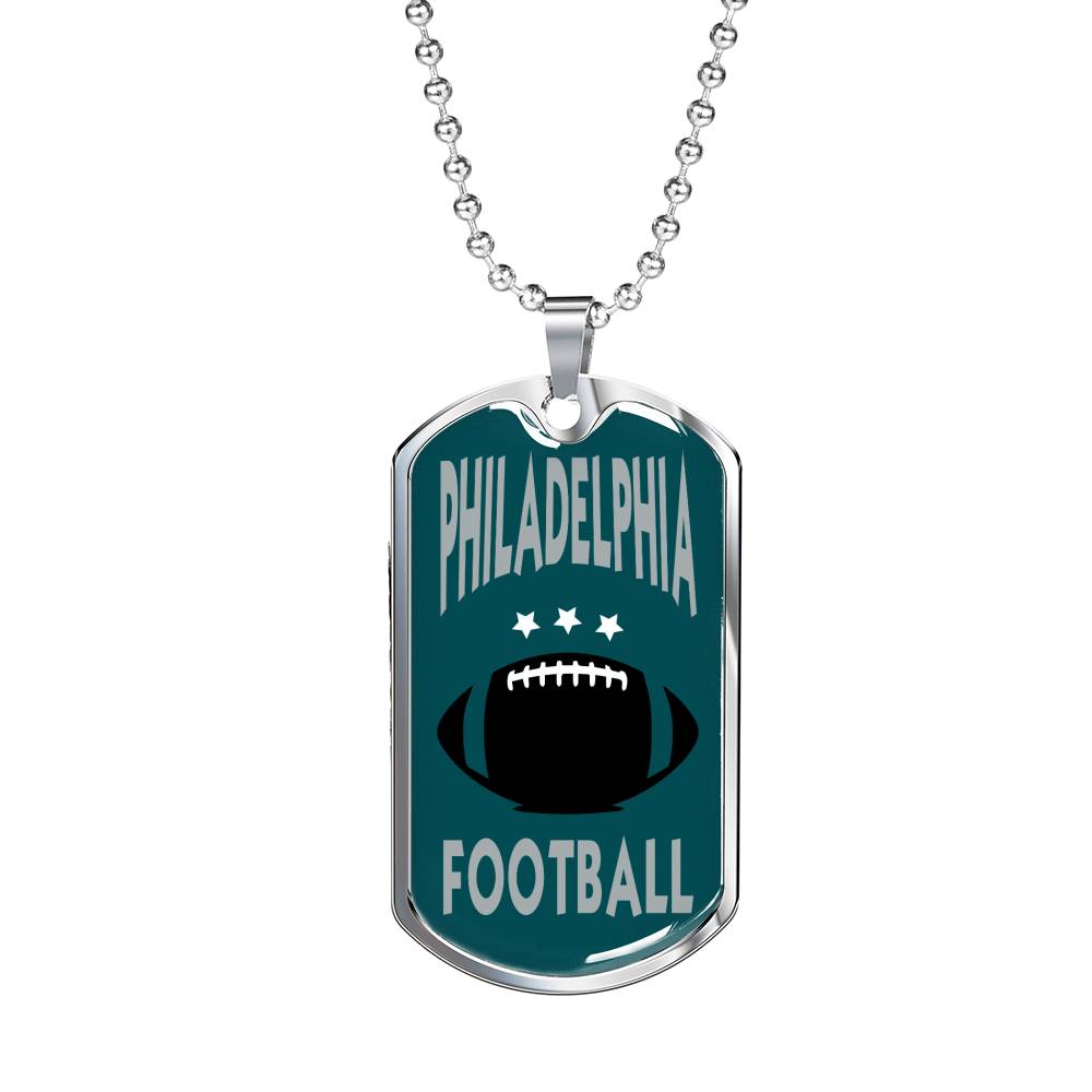 Philadelphia Fan Necklace Dog Tag Stainless Steel or 18k Gold 24" Chain - Express Your Love Gifts