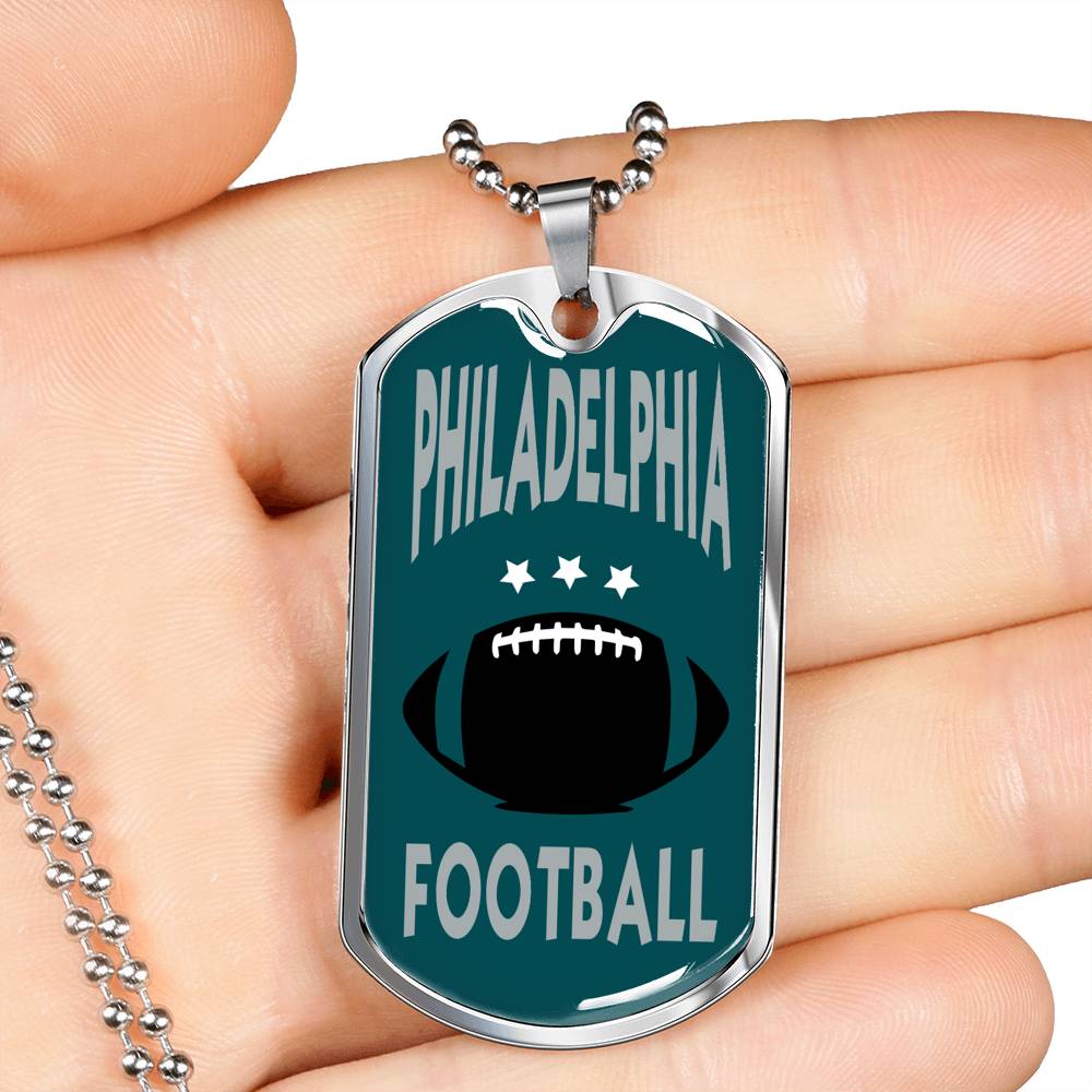 Philadelphia Fan Necklace Dog Tag Stainless Steel or 18k Gold 24" Chain - Express Your Love Gifts
