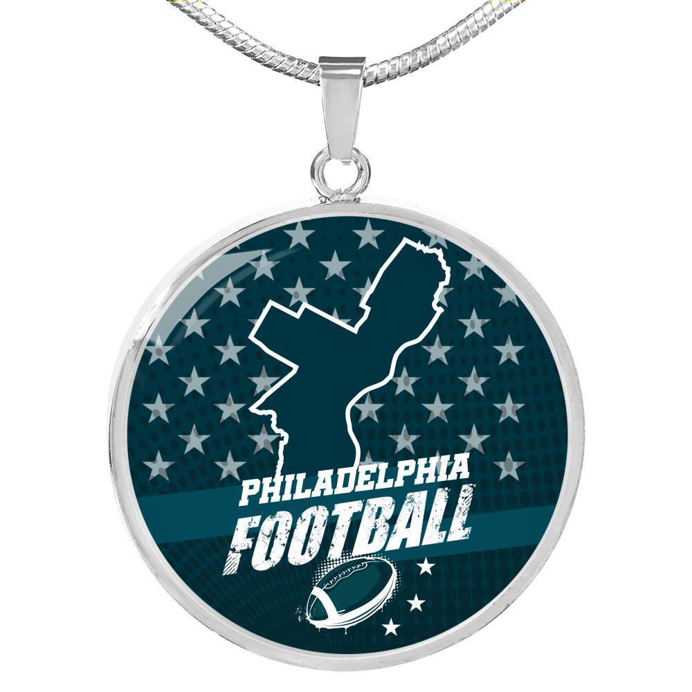 Philadelphia Football Fan Circle Necklace Stainless Steel or 18k Gold 18-22" - Express Your Love Gifts