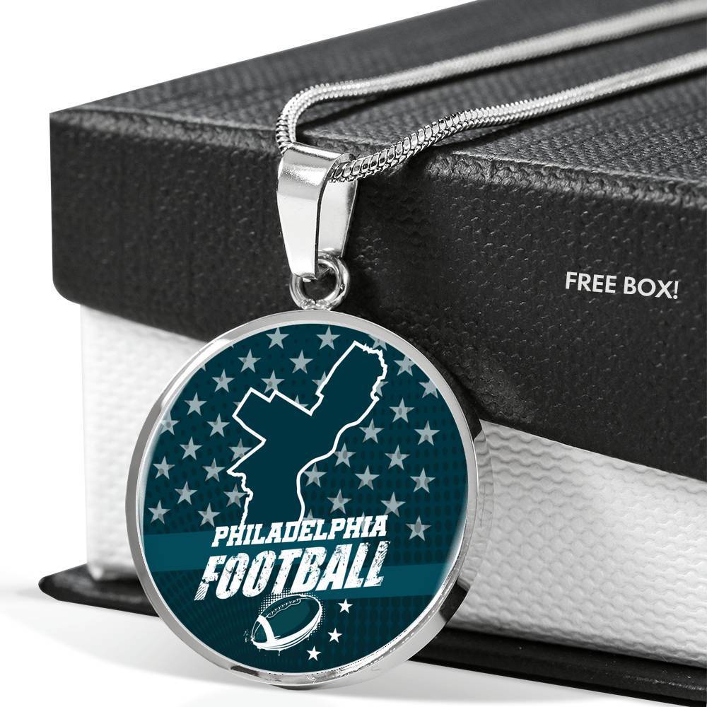 Philadelphia Football Fan Circle Necklace Stainless Steel or 18k Gold 18-22" - Express Your Love Gifts