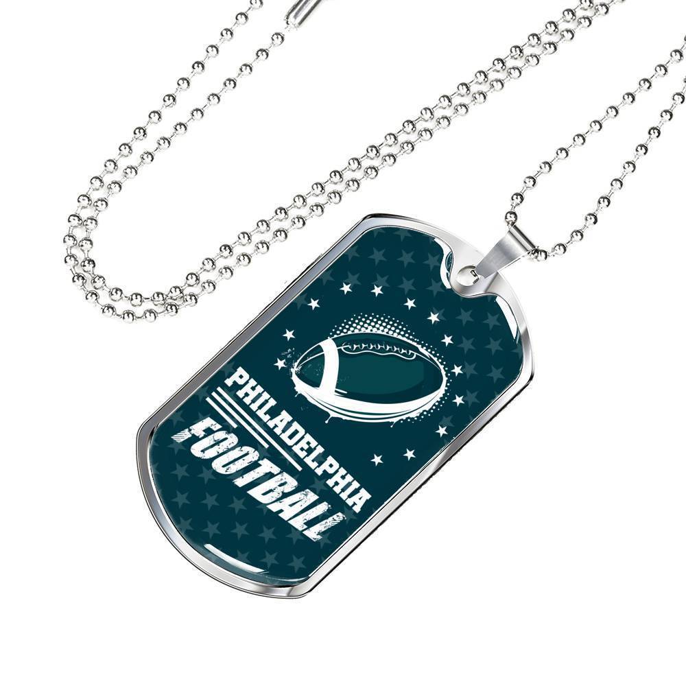Philadelphia Football Philly Fan Necklace Stainless Steel or 18k Gold Dog Tag 24" Chain-Express Your Love Gifts