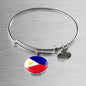 Philippine Flag Bracelet Philippine Flag Stainless Steel or 18k Gold Circle Bangle - Express Your Love Gifts
