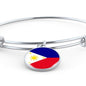Philippine Flag Bracelet Philippine Flag Stainless Steel or 18k Gold Circle Bangle - Express Your Love Gifts