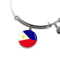 Philippine Flag Bracelet Philippine Flag Stainless Steel or 18k Gold Circle Bangle - Express Your Love Gifts