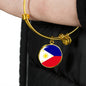 Philippine Flag Bracelet Philippine Flag Stainless Steel or 18k Gold Circle Bangle - Express Your Love Gifts