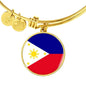 Philippine Flag Bracelet Philippine Flag Stainless Steel or 18k Gold Circle Bangle - Express Your Love Gifts
