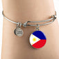Philippine Flag Bracelet Philippine Flag Stainless Steel or 18k Gold Circle Bangle - Express Your Love Gifts