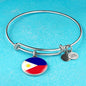 Philippine Flag Bracelet Philippine Flag Stainless Steel or 18k Gold Circle Bangle - Express Your Love Gifts