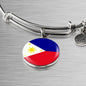 Philippine Flag Bracelet Philippine Flag Stainless Steel or 18k Gold Circle Bangle - Express Your Love Gifts