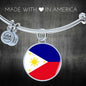 Philippine Flag Bracelet Philippine Flag Stainless Steel or 18k Gold Circle Bangle - Express Your Love Gifts