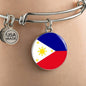 Philippine Flag Bracelet Philippine Flag Stainless Steel or 18k Gold Circle Bangle - Express Your Love Gifts