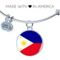 Philippine Flag Bracelet Philippine Flag Stainless Steel or 18k Gold Circle Bangle - Express Your Love Gifts