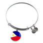 Philippine Flag Bracelet Philippine Flag Stainless Steel or 18k Gold Circle Bangle - Express Your Love Gifts