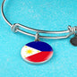 Philippine Flag Bracelet Philippine Flag Stainless Steel or 18k Gold Circle Bangle - Express Your Love Gifts