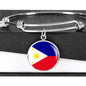 Philippine Flag Bracelet Philippine Flag Stainless Steel or 18k Gold Circle Bangle - Express Your Love Gifts