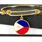 Philippine Flag Bracelet Philippine Flag Stainless Steel or 18k Gold Circle Bangle - Express Your Love Gifts