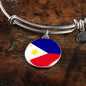 Philippine Flag Bracelet Philippine Flag Stainless Steel or 18k Gold Circle Bangle - Express Your Love Gifts