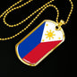 Philippine Flag Necklace Pendant Stainless Steel or 18k Gold Dog Tag 24" - Express Your Love Gifts
