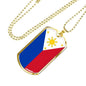 Philippine Flag Necklace Pendant Stainless Steel or 18k Gold Dog Tag 24" - Express Your Love Gifts