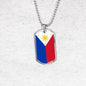 Philippine Flag Necklace Pendant Stainless Steel or 18k Gold Dog Tag 24" - Express Your Love Gifts