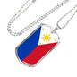 Philippine Flag Necklace Pendant Stainless Steel or 18k Gold Dog Tag 24" - Express Your Love Gifts