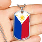 Philippine Flag Necklace Pendant Stainless Steel or 18k Gold Dog Tag 24" - Express Your Love Gifts