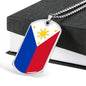 Philippine Flag Necklace Pendant Stainless Steel or 18k Gold Dog Tag 24" - Express Your Love Gifts