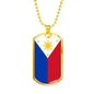 Philippine Flag Necklace Pendant Stainless Steel or 18k Gold Dog Tag 24" - Express Your Love Gifts