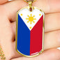 Philippine Flag Necklace Pendant Stainless Steel or 18k Gold Dog Tag 24" - Express Your Love Gifts