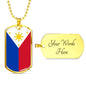 Philippine Flag Necklace Pendant Stainless Steel or 18k Gold Dog Tag 24" - Express Your Love Gifts