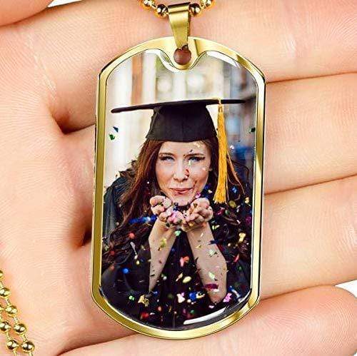 Photo Necklace Stainless Steel or 18k Gold Dog Tag W 24" Chain - Express Your Love Gifts