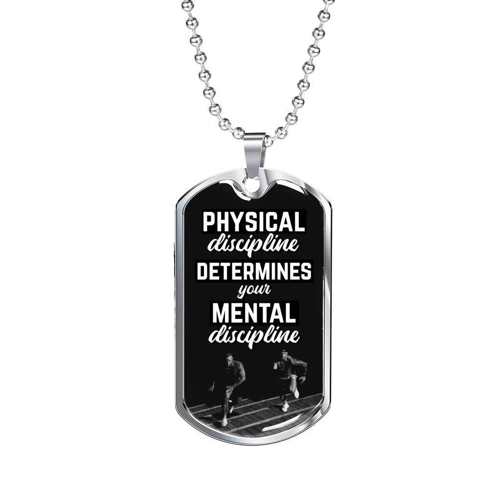 Physical Discipline Necklace Stainless Steel or 18k Gold Dog Tag 24" Chain-Express Your Love Gifts