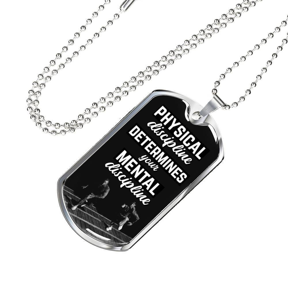 Physical Discipline Necklace Stainless Steel or 18k Gold Dog Tag 24" Chain-Express Your Love Gifts