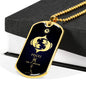 Pisces Constellation Horoscope Zodiac Necklace 18k Gold Stainless Steel Dog Tag 24"-Express Your Love Gifts