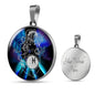 Pisces Purple Galaxy Zodiac Necklace Stainless Steel or 18k Gold Circle Pendant - Express Your Love Gifts