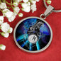 Pisces Purple Galaxy Zodiac Necklace Stainless Steel or 18k Gold Circle Pendant - Express Your Love Gifts