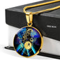 Pisces Purple Galaxy Zodiac Necklace Stainless Steel or 18k Gold Circle Pendant - Express Your Love Gifts