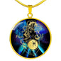 Pisces Purple Galaxy Zodiac Necklace Stainless Steel or 18k Gold Circle Pendant - Express Your Love Gifts