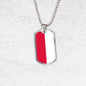 Poland Flag Necklace Poland Flag Stainless Steel or 18k Gold Dog Tag 24" - Express Your Love Gifts