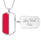 Poland Flag Necklace Poland Flag Stainless Steel or 18k Gold Dog Tag 24" - Express Your Love Gifts